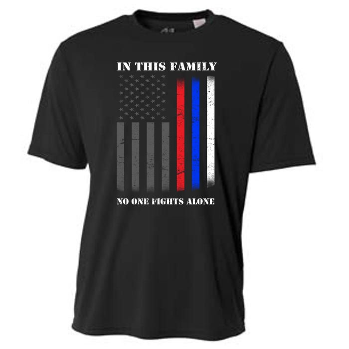 In This Family No One Fights Alone Hero Flag Cooling Performance Crew T-Shirt