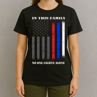 In This Family No One Fights Alone Hero Flag T-Shirt
