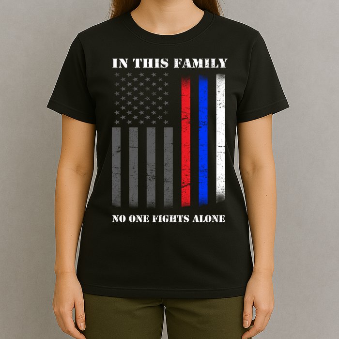 In This Family No One Fights Alone Hero Flag T-Shirt