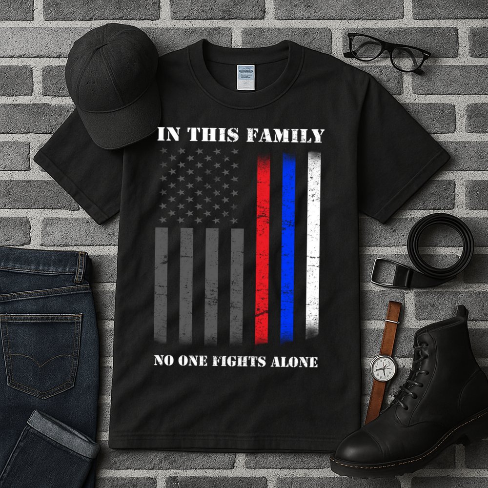 In This Family No One Fights Alone Hero Flag Tall T-Shirt