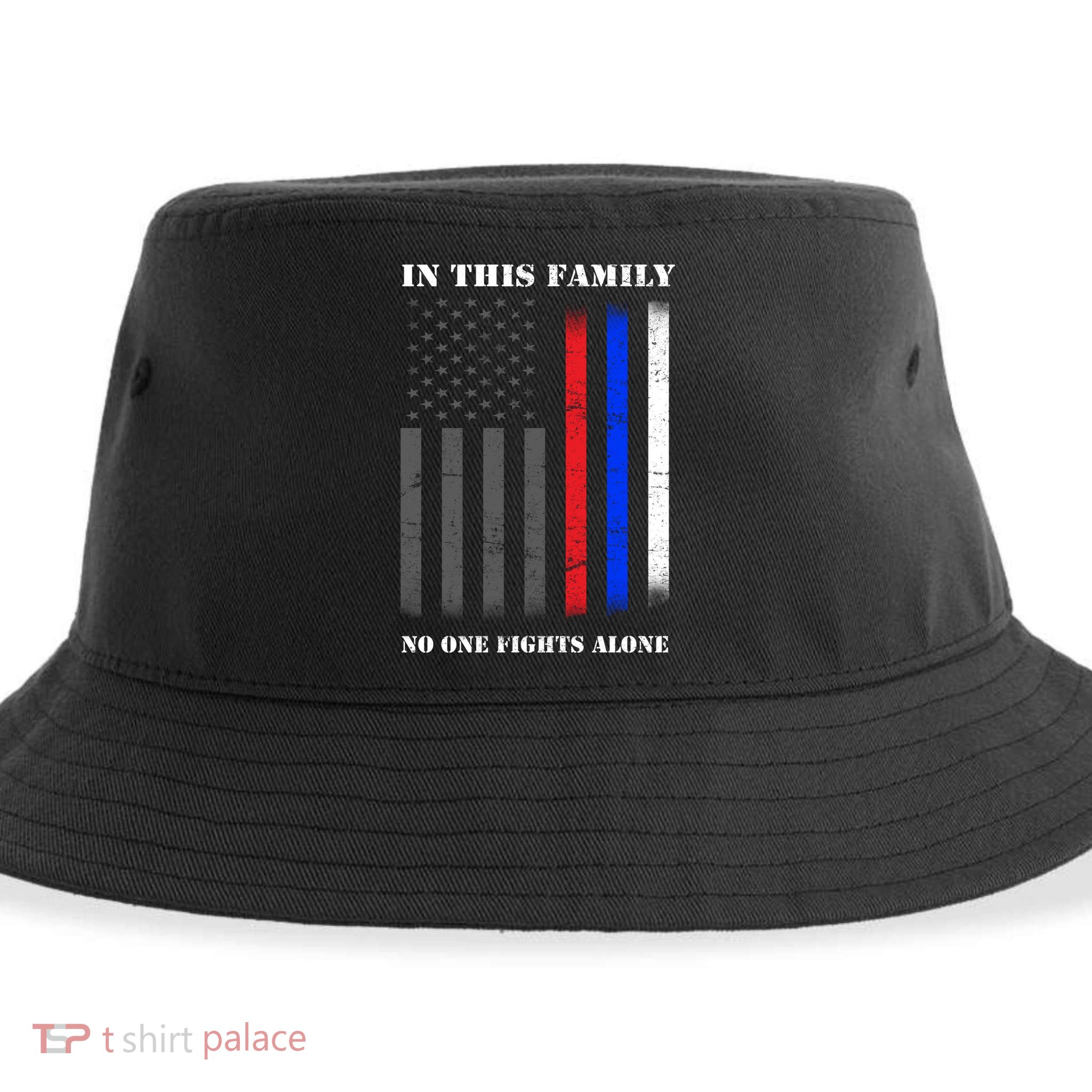 In This Family No One Fights Alone Hero Flag Sustainable Bucket Hat