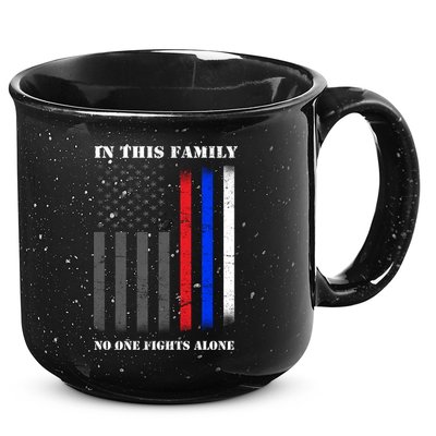 In This Family No One Fights Alone Hero Flag 15oz Campfire Ceramic Mug