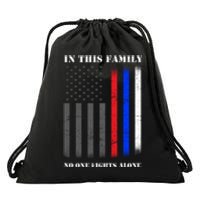 In This Family No One Fights Alone Hero Flag Drawstring Bag