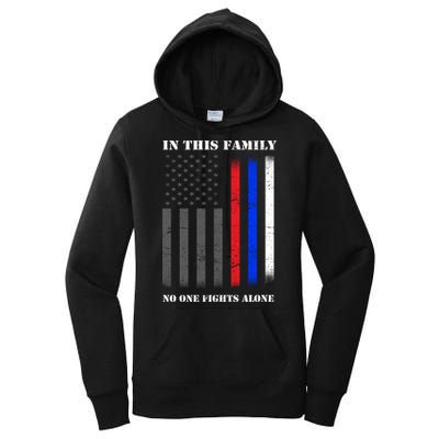 In This Family No One Fights Alone Hero Flag Women's Pullover Hoodie