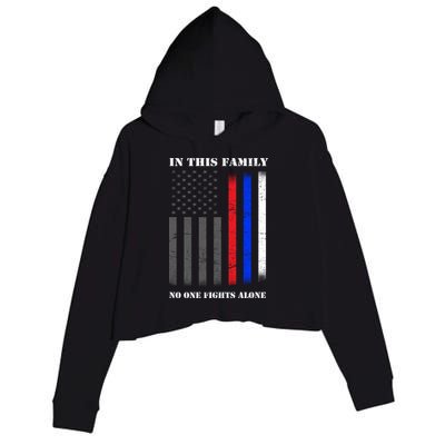 In This Family No One Fights Alone Hero Flag Crop Fleece Hoodie