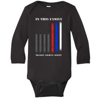 In This Family No One Fights Alone Hero Flag Baby Long Sleeve Bodysuit