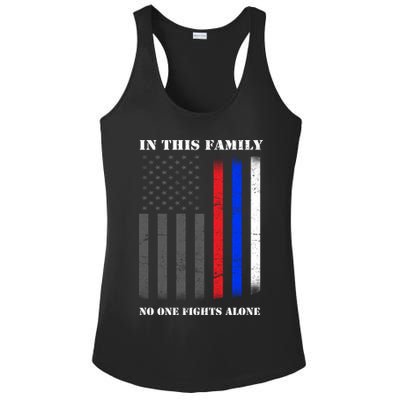 In This Family No One Fights Alone Hero Flag Ladies PosiCharge Competitor Racerback Tank