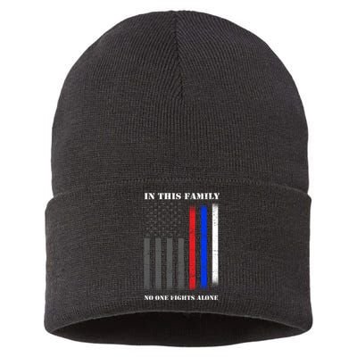 In This Family No One Fights Alone Hero Flag Sustainable Knit Beanie