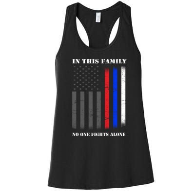 In This Family No One Fights Alone Hero Flag Women's Racerback Tank