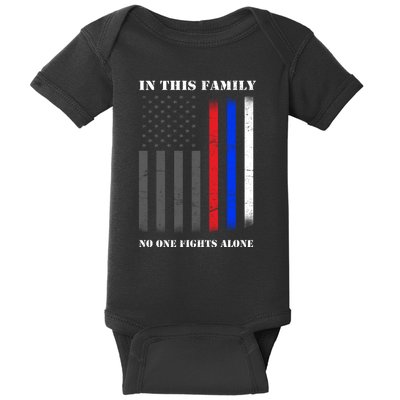 In This Family No One Fights Alone Hero Flag Baby Bodysuit