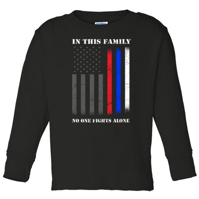 In This Family No One Fights Alone Hero Flag Toddler Long Sleeve Shirt