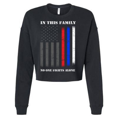 In This Family No One Fights Alone Hero Flag Cropped Pullover Crew