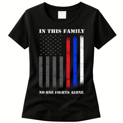 In This Family No One Fights Alone Hero Flag Womens T-Shirt