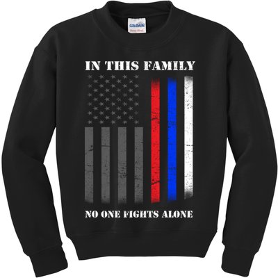 In This Family No One Fights Alone Hero Flag Kids Sweatshirt