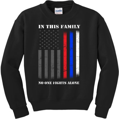 In This Family No One Fights Alone Hero Flag Kids Sweatshirt