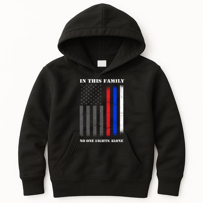 In This Family No One Fights Alone Hero Flag Kids Hoodie