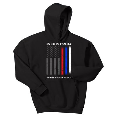 In This Family No One Fights Alone Hero Flag Kids Hoodie