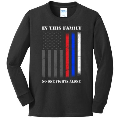 In This Family No One Fights Alone Hero Flag Kids Long Sleeve Shirt