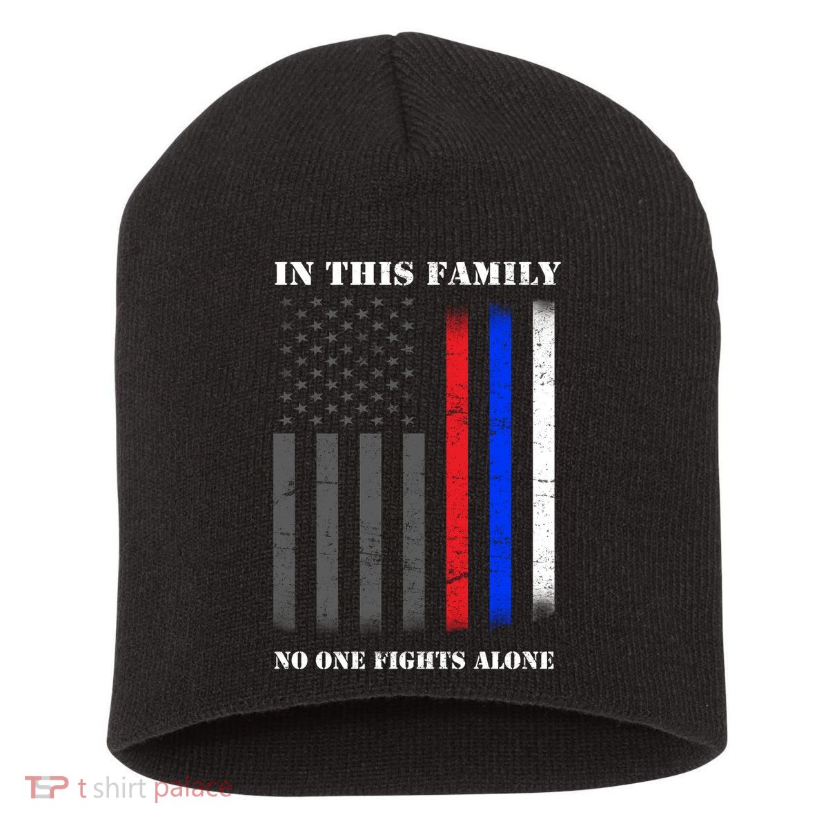 In This Family No One Fights Alone Hero Flag Short Acrylic Beanie