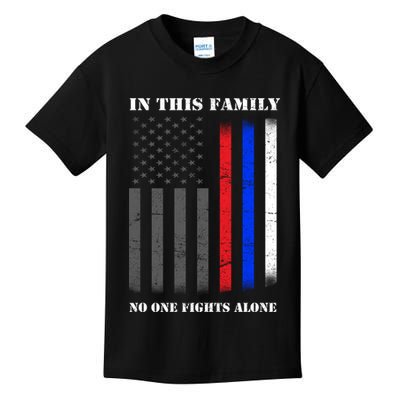 In This Family No One Fights Alone Hero Flag Kids T-Shirt