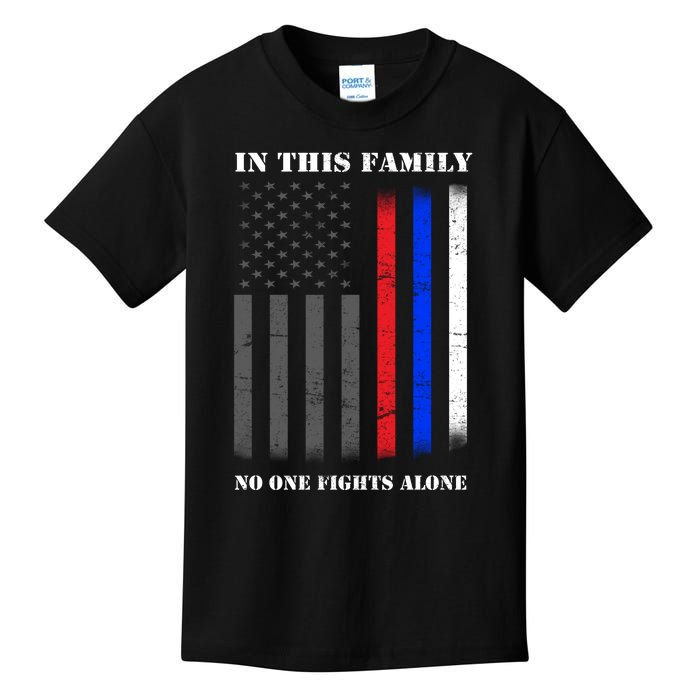 In This Family No One Fights Alone Hero Flag Kids T-Shirt