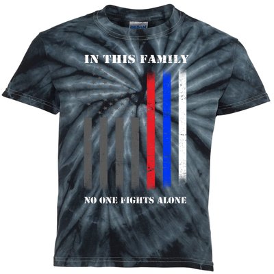 In This Family No One Fights Alone Hero Flag Kids Tie-Dye T-Shirt