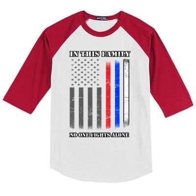 In This Family No One Fights Alone Hero Flag Kids Colorblock Raglan Jersey