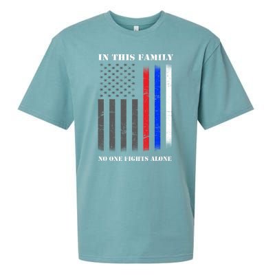 In This Family No One Fights Alone Hero Flag Sueded Cloud Jersey T-Shirt