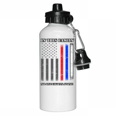 In This Family No One Fights Alone Hero Flag Aluminum Water Bottle