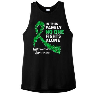 In This Family No One Fights Alone Lymphoma Awareness Ladies PosiCharge Tri-Blend Wicking Tank