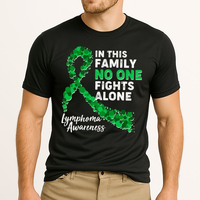 In This Family No One Fights Alone Lymphoma Awareness Cooling Performance Crew T-Shirt