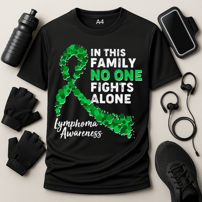 In This Family No One Fights Alone Lymphoma Awareness Cooling Performance Crew T-Shirt
