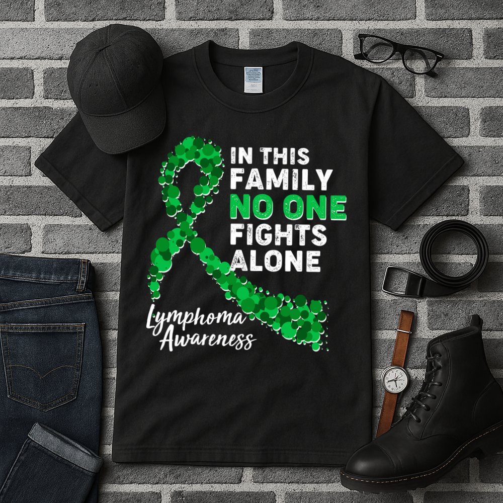 In This Family No One Fights Alone Lymphoma Awareness Tall T-Shirt