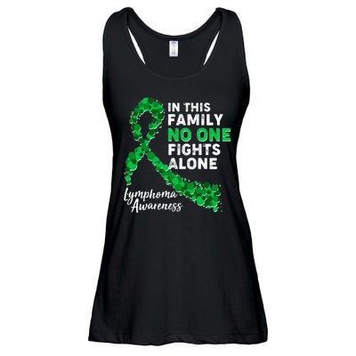 In This Family No One Fights Alone Lymphoma Awareness Ladies Essential Flowy Tank