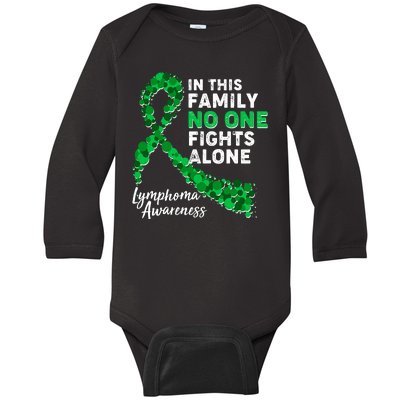 In This Family No One Fights Alone Lymphoma Awareness Baby Long Sleeve Bodysuit