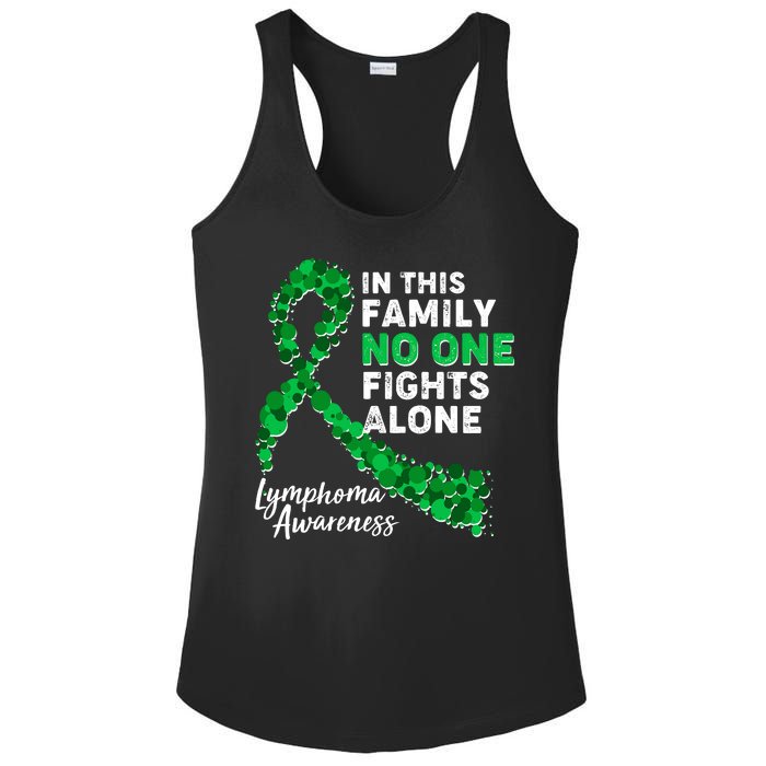 In This Family No One Fights Alone Lymphoma Awareness Ladies PosiCharge Competitor Racerback Tank