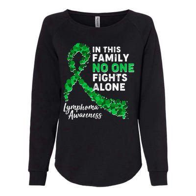 In This Family No One Fights Alone Lymphoma Awareness Womens California Wash Sweatshirt