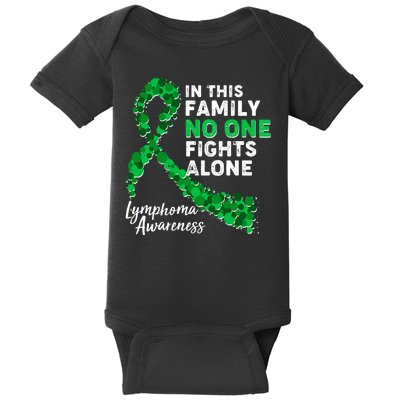 In This Family No One Fights Alone Lymphoma Awareness Baby Bodysuit