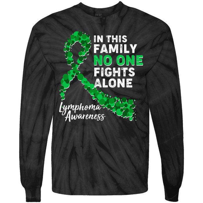 In This Family No One Fights Alone Lymphoma Awareness Tie-Dye Long Sleeve Shirt