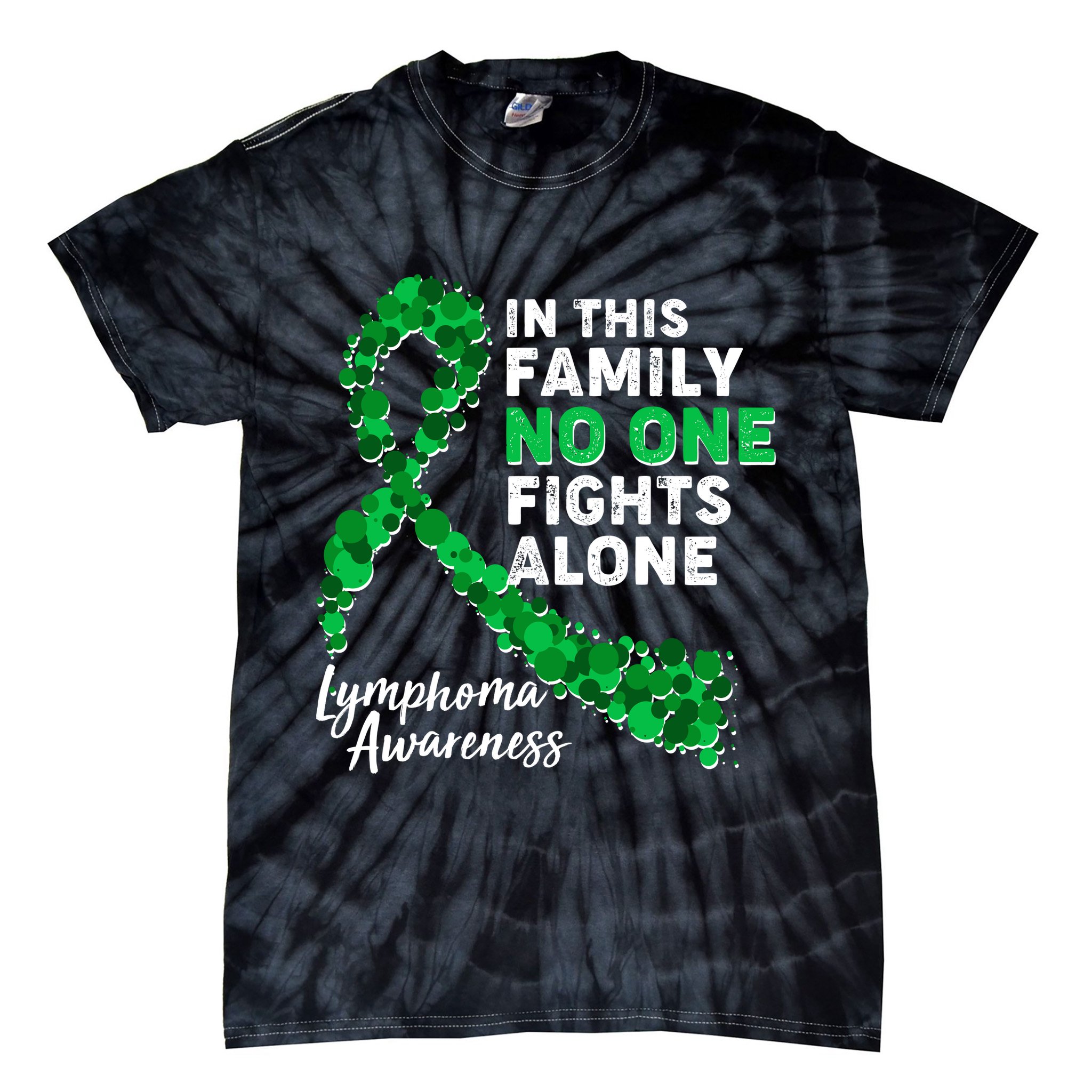 In This Family No One Fights Alone Lymphoma Awareness Tie-Dye T-Shirt