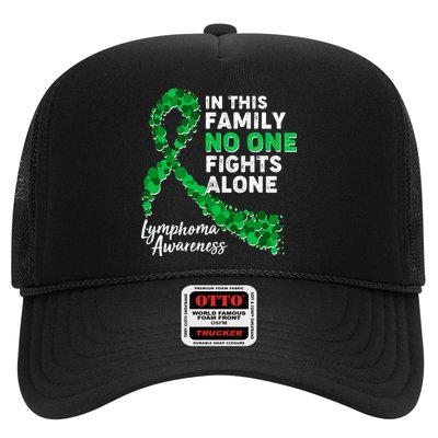 In This Family No One Fights Alone Lymphoma Awareness Trucker Hat