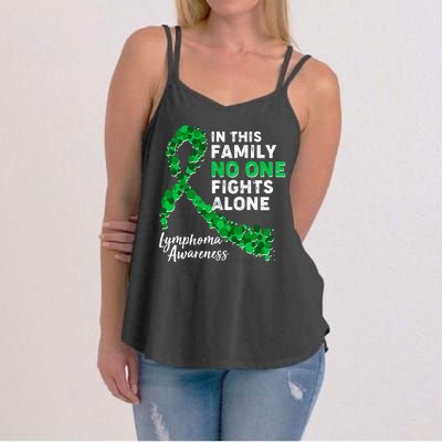 In This Family No One Fights Alone Lymphoma Awareness Women's Strappy Tank