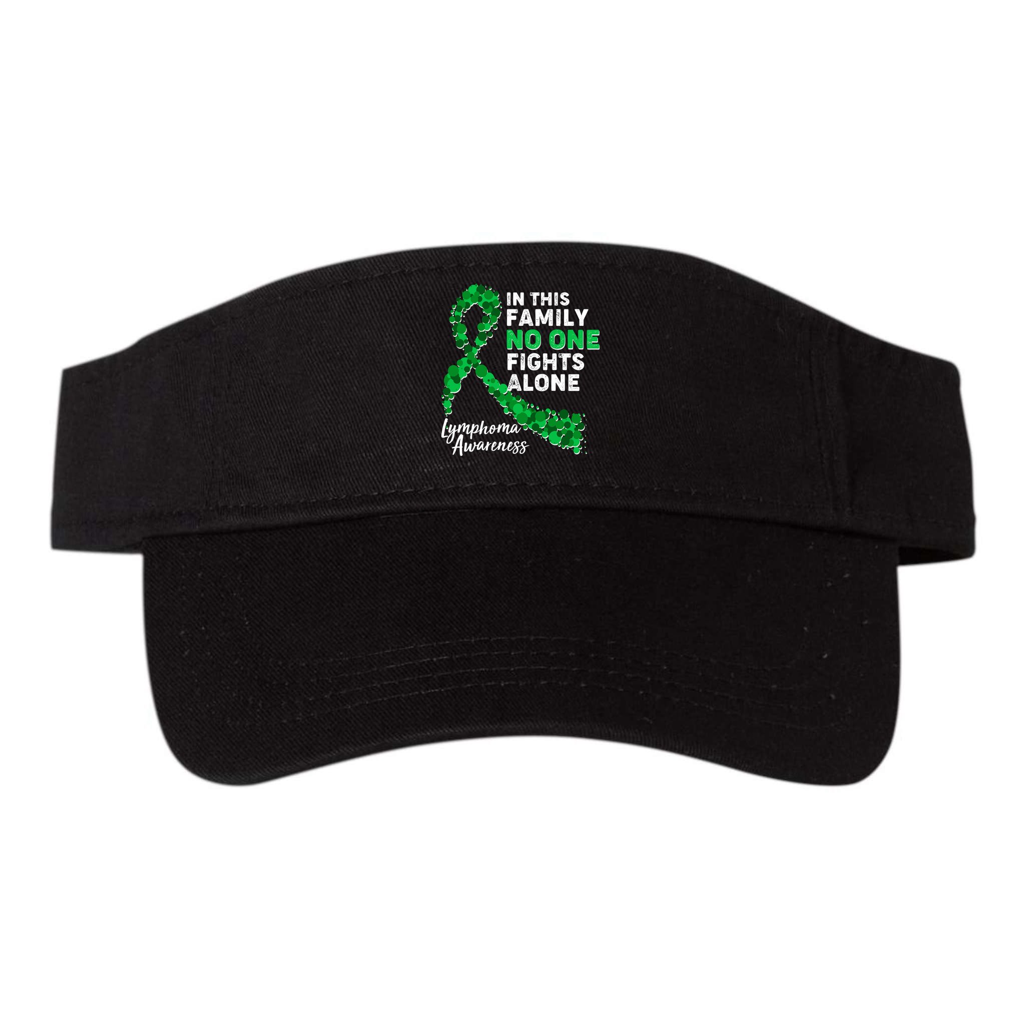 In This Family No One Fights Alone Lymphoma Awareness Visor