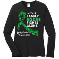 In This Family No One Fights Alone Lymphoma Awareness Ladies Long Sleeve Shirt