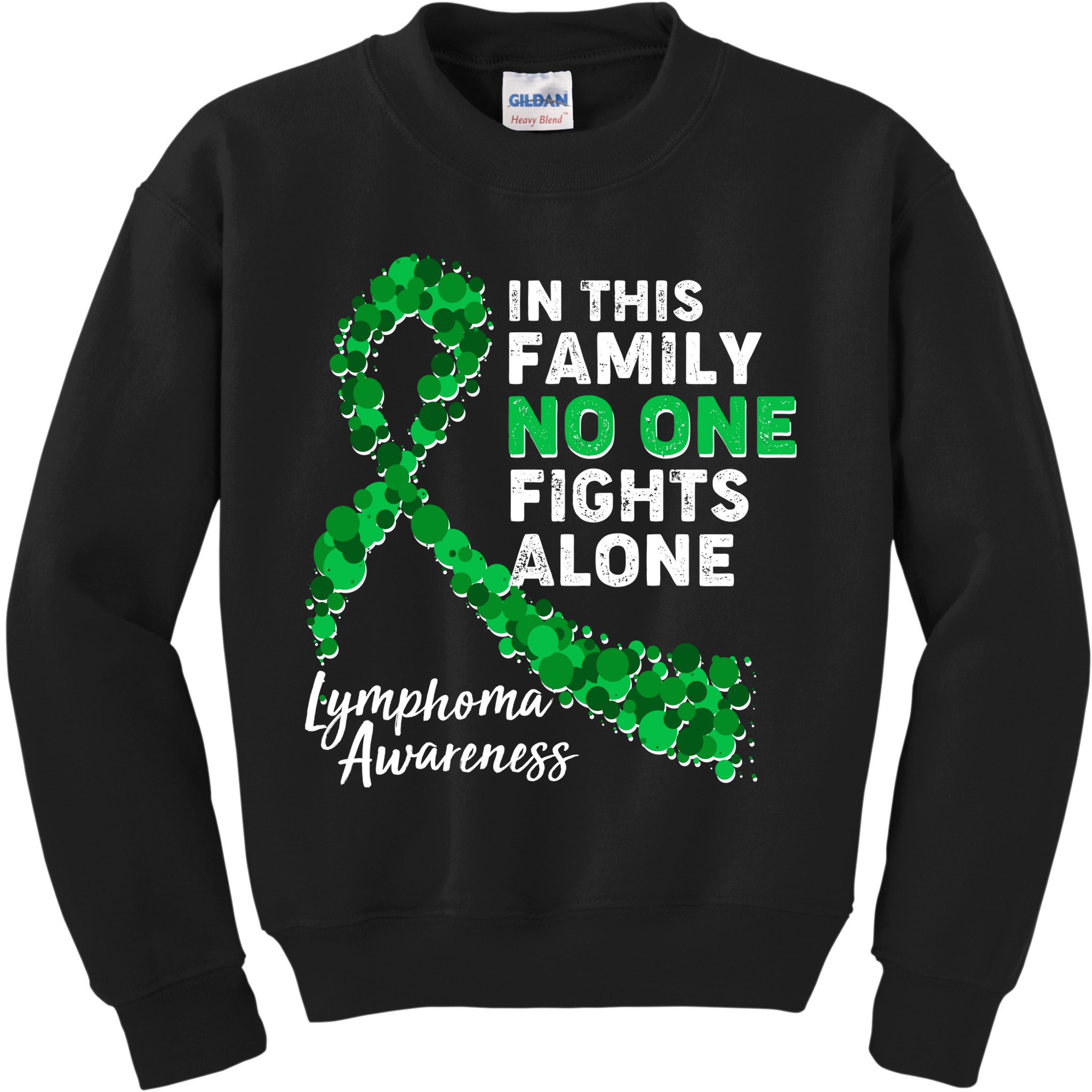 In This Family No One Fights Alone Lymphoma Awareness Kids Sweatshirt