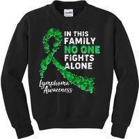 In This Family No One Fights Alone Lymphoma Awareness Kids Sweatshirt