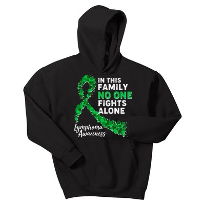 In This Family No One Fights Alone Lymphoma Awareness Kids Hoodie