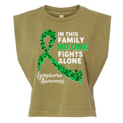 In This Family No One Fights Alone Lymphoma Awareness Garment-Dyed Women's Muscle Tee