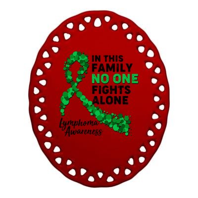 In This Family No One Fights Alone Lymphoma Awareness Ceramic Oval Ornament