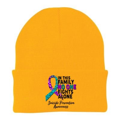 In This Family No One Fights Alone Suicide Prevention Awareness Knit Cap Winter Beanie